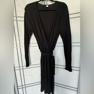 Old Navy Black Long Sleeve Wrap Dress